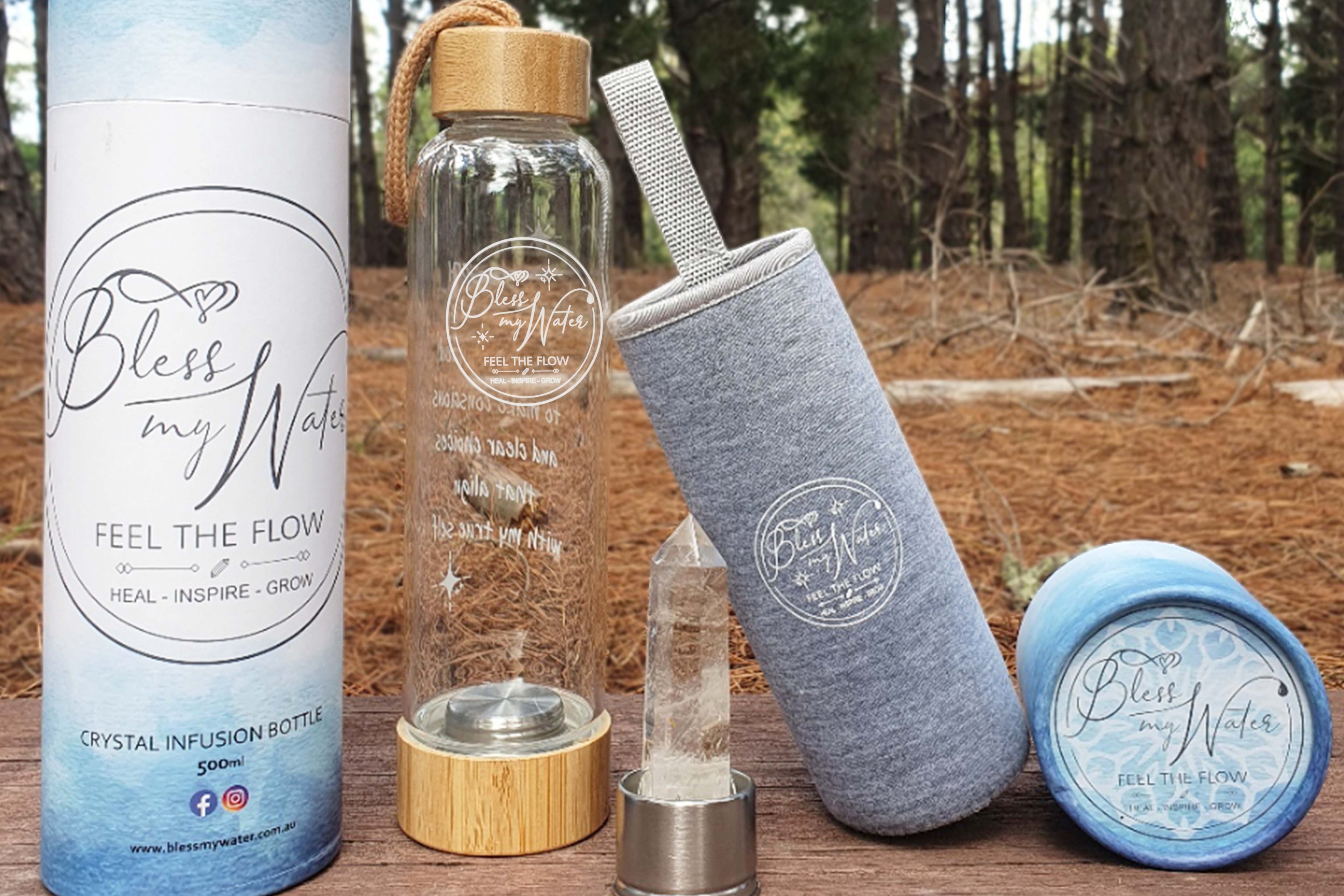 Bless my water Crystal Elixir Bottle - Mindful Hydration