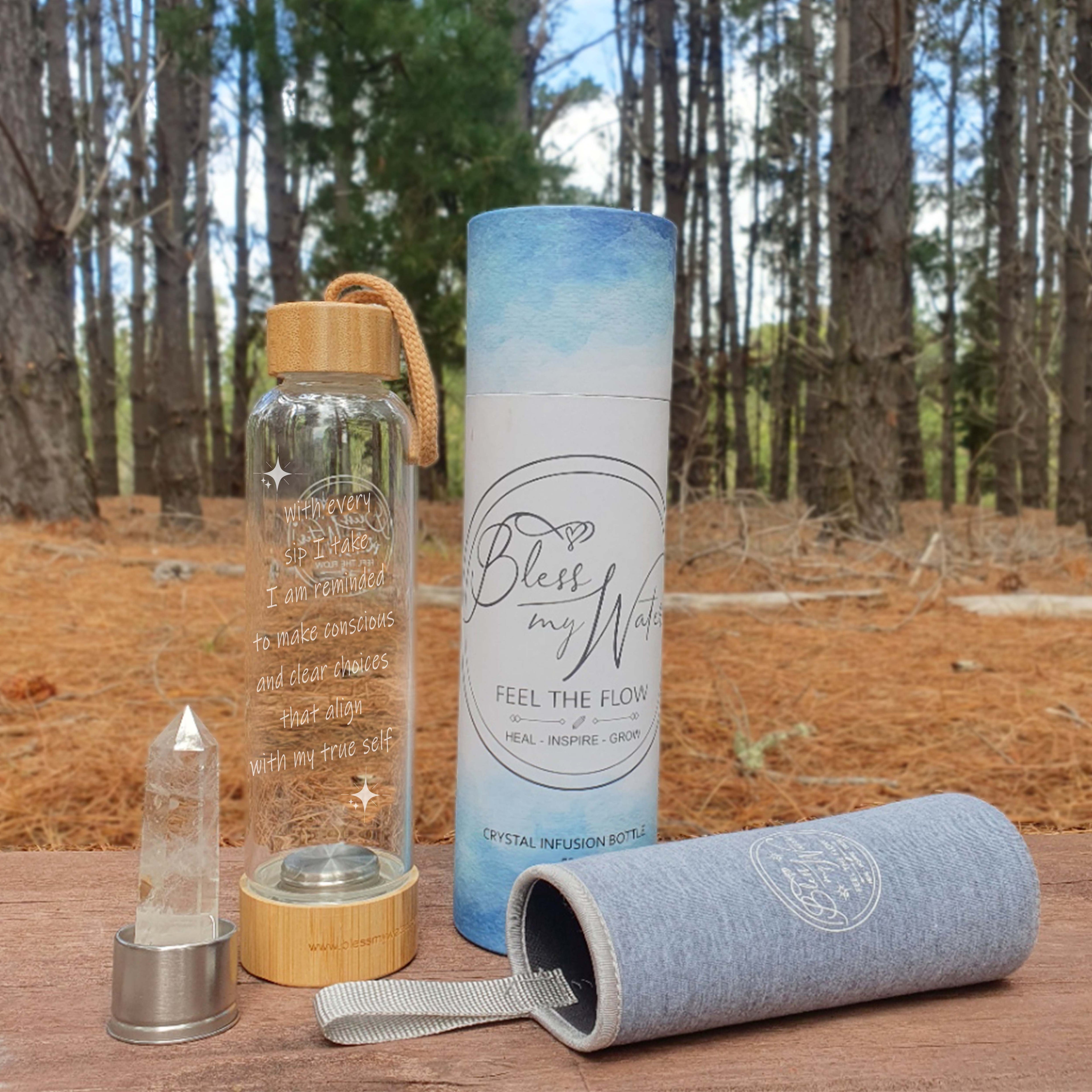 Bless my water Crystal Elixir Bottle - Mindful Hydration